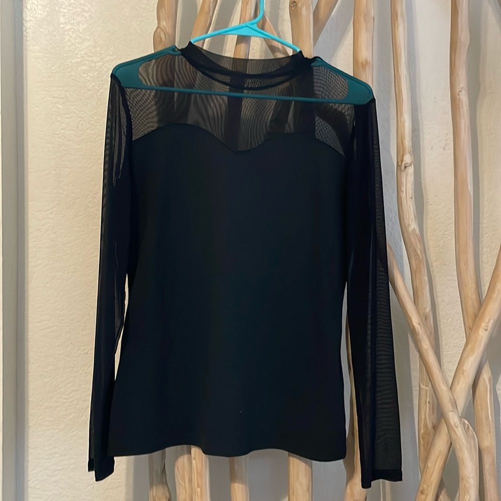 Slim fit sheer black top